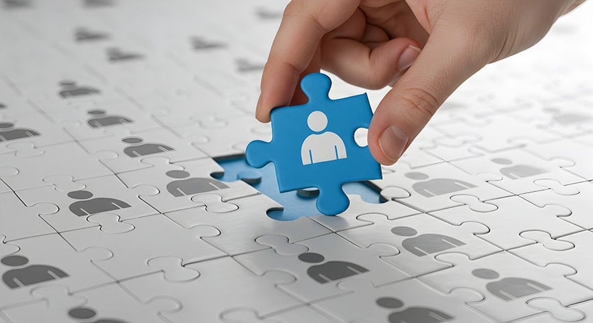 Human Resources joining Puzzle pieces Job Fit Teamwork concept Recruitment Hiring Employment